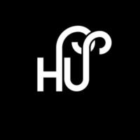 diseño de logotipo de letra hu sobre fondo negro. concepto de logotipo de letra de iniciales creativas hu. diseño de letra hu. hu diseño de letras blancas sobre fondo negro. logotipo de hu, hu vector