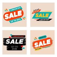 Labor Day text design collection for sale. Big deals on Labor Day sales events vector