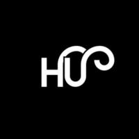 diseño de logotipo de letra hu sobre fondo negro. concepto de logotipo de letra de iniciales creativas hu. diseño de letra hu. hu diseño de letras blancas sobre fondo negro. logotipo de hu, hu vector