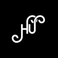 HU letter logo design on black background. HU creative initials letter logo concept. hu letter design. HU white letter design on black background. H U, h u logo vector