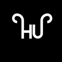 HU letter logo design on black background. HU creative initials letter logo concept. hu letter design. HU white letter design on black background. H U, h u logo vector