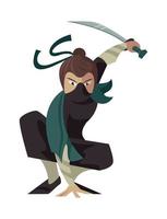 ninja warrior with sword weapon vector