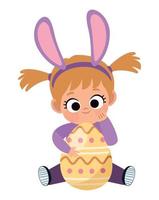 little girl with egg painted vector