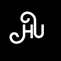 HU letter logo design on black background. HU creative initials letter logo concept. hu letter design. HU white letter design on black background. H U, h u logo vector