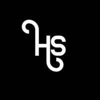 diseño de logotipo de letra hs sobre fondo negro. concepto creativo del logotipo de la letra de las iniciales hs. diseño de letra hs. hs diseño de letras blancas sobre fondo negro. hs, logotipo de hs vector