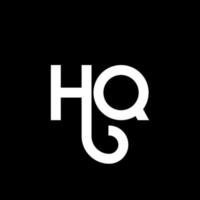 diseño de logotipo de letra hq sobre fondo negro. concepto de logotipo de letra de iniciales creativas hq. diseño de carta hq. hq diseño de letras blancas sobre fondo negro. hq, logotipo de hq vector