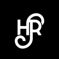 diseño de logotipo de letra hr sobre fondo negro. concepto de logotipo de letra de iniciales creativas hr. diseño de carta de hora. hr diseño de letra blanca sobre fondo negro. hora, logotipo de hora vector