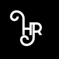 diseño de logotipo de letra hr sobre fondo negro. concepto de logotipo de letra de iniciales creativas hr. diseño de carta de hora. hr diseño de letra blanca sobre fondo negro. hora, logotipo de hora vector