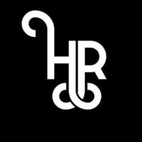 diseño de logotipo de letra hr sobre fondo negro. concepto de logotipo de letra de iniciales creativas hr. diseño de carta de hora. hr diseño de letra blanca sobre fondo negro. hora, logotipo de hora vector