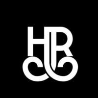 diseño de logotipo de letra hr sobre fondo negro. concepto de logotipo de letra de iniciales creativas hr. diseño de carta de hora. hr diseño de letra blanca sobre fondo negro. hora, logotipo de hora vector