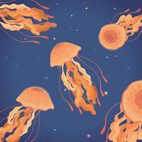 jellyfishes undersea life vector