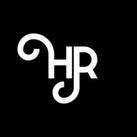 diseño de logotipo de letra hr sobre fondo negro. concepto de logotipo de letra de iniciales creativas hr. diseño de carta de hora. hr diseño de letra blanca sobre fondo negro. hora, logotipo de hora vector