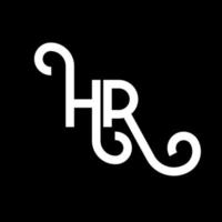 diseño de logotipo de letra hr sobre fondo negro. concepto de logotipo de letra de iniciales creativas hr. diseño de carta de hora. hr diseño de letra blanca sobre fondo negro. hora, logotipo de hora vector