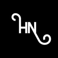 diseño del logotipo de la letra hn sobre fondo negro. concepto de logotipo de letra de iniciales creativas hn. diseño de letra hn. hn diseño de letras blancas sobre fondo negro. logotipo de hn, hn vector