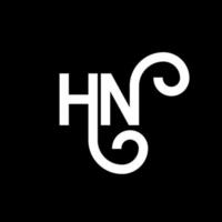 diseño del logotipo de la letra hn sobre fondo negro. concepto de logotipo de letra de iniciales creativas hn. diseño de letra hn. hn diseño de letras blancas sobre fondo negro. logotipo de hn, hn vector