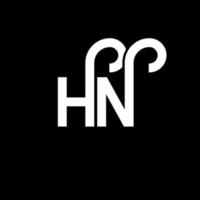 diseño del logotipo de la letra hn sobre fondo negro. concepto de logotipo de letra de iniciales creativas hn. diseño de letra hn. hn diseño de letras blancas sobre fondo negro. logotipo de hn, hn vector