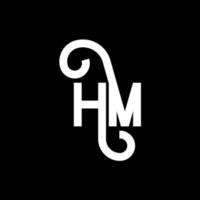 diseño de logotipo de letra hm sobre fondo negro. concepto de logotipo de letra de iniciales creativas hm. diseño de letra hm. hm diseño de letras blancas sobre fondo negro. logotipo de hm, hm vector