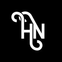 diseño del logotipo de la letra hn sobre fondo negro. concepto de logotipo de letra de iniciales creativas hn. diseño de letra hn. hn diseño de letras blancas sobre fondo negro. logotipo de hn, hn vector