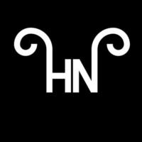 diseño del logotipo de la letra hn sobre fondo negro. concepto de logotipo de letra de iniciales creativas hn. diseño de letra hn. hn diseño de letras blancas sobre fondo negro. logotipo de hn, hn vector