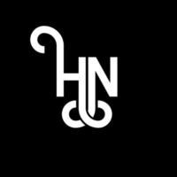 diseño del logotipo de la letra hn sobre fondo negro. concepto de logotipo de letra de iniciales creativas hn. diseño de letra hn. hn diseño de letras blancas sobre fondo negro. logotipo de hn, hn vector