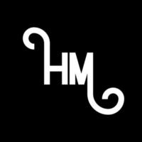 diseño de logotipo de letra hm sobre fondo negro. concepto de logotipo de letra de iniciales creativas hm. diseño de letra hm. hm diseño de letras blancas sobre fondo negro. logotipo de hm, hm vector