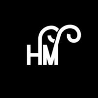 diseño de logotipo de letra hm sobre fondo negro. concepto de logotipo de letra de iniciales creativas hm. diseño de letra hm. hm diseño de letras blancas sobre fondo negro. logotipo de hm, hm vector