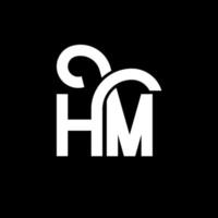 diseño de logotipo de letra hm sobre fondo negro. concepto de logotipo de letra de iniciales creativas hm. diseño de letra hm. hm diseño de letras blancas sobre fondo negro. logotipo de hm, hm vector