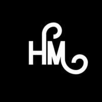 HM letter logo design on black background. HM creative initials letter logo concept. hm letter design. HM white letter design on black background. H M, h m logo vector