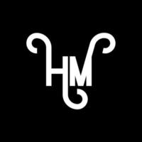 diseño de logotipo de letra hm sobre fondo negro. concepto de logotipo de letra de iniciales creativas hm. diseño de letra hm. hm diseño de letras blancas sobre fondo negro. logotipo de hm, hm vector