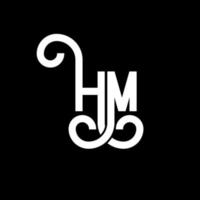 HM letter logo design on black background. HM creative initials letter logo concept. hm letter design. HM white letter design on black background. H M, h m logo vector