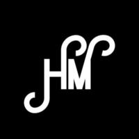 diseño de logotipo de letra hm sobre fondo negro. concepto de logotipo de letra de iniciales creativas hm. diseño de letra hm. hm diseño de letras blancas sobre fondo negro. logotipo de hm, hm vector