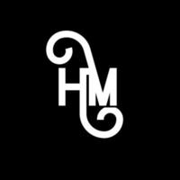 diseño de logotipo de letra hm sobre fondo negro. concepto de logotipo de letra de iniciales creativas hm. diseño de letra hm. hm diseño de letras blancas sobre fondo negro. logotipo de hm, hm vector