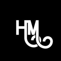 diseño de logotipo de letra hm sobre fondo negro. concepto de logotipo de letra de iniciales creativas hm. diseño de letra hm. hm diseño de letras blancas sobre fondo negro. logotipo de hm, hm vector