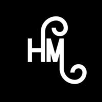 diseño de logotipo de letra hm sobre fondo negro. concepto de logotipo de letra de iniciales creativas hm. diseño de letra hm. hm diseño de letras blancas sobre fondo negro. logotipo de hm, hm vector