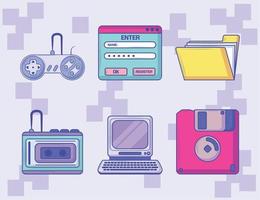 dispositivos de tecnología retro vector