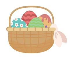 easter eggs on basket vector