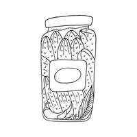 pickled cucumbers in a jar vector