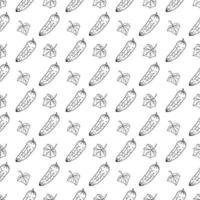 seamless pattern cucumber in doodle style vector