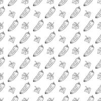 seamless pattern cucumber in doodle style vector