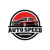 american muscle car logo vector with emblem style