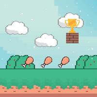 pixel landscape for game vector