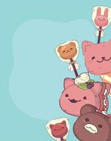 kawaii cartoon dessert vector