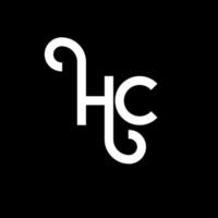 diseño de logotipo de letra hc sobre fondo negro. concepto de logotipo de letra de iniciales creativas hc. diseño de letras hc. hc diseño de letras blancas sobre fondo negro. hc, logotipo de hc vector