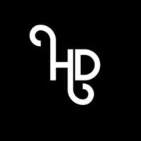 HD letter logo design on black background. HD creative initials letter logo concept. hd letter design. HD white letter design on black background. H D, h d logo vector