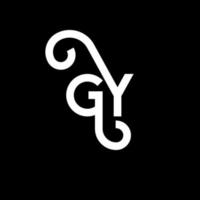 diseño de logotipo de letra gy sobre fondo negro. concepto de logotipo de letra de iniciales creativas gy. diseño de letras gy. gy diseño de letras blancas sobre fondo negro. logotipo de gy, gy vector