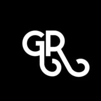 GR letter logo design on black background. GR creative initials letter logo concept. gr letter design. GR white letter design on black background. G R, g r logo vector