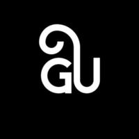 GU letter logo design on black background. GU creative initials letter logo concept. gu letter design. GU white letter design on black background. G U, g u logo vector