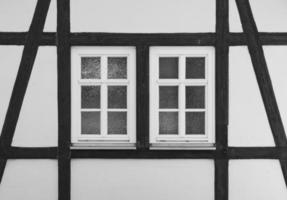 Symmetrical closeup on a half-timbered house photo