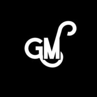 diseño de logotipo de letra gm sobre fondo negro. concepto de logotipo de letra de iniciales creativas gm. diseño de letra gm. gm diseño de letras blancas sobre fondo negro. gm, logotipo de gm vector