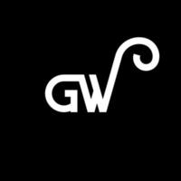 diseño de logotipo de letra gw sobre fondo negro. concepto de logotipo de letra de iniciales creativas gw. diseño de letra gw. gw diseño de letras blancas sobre fondo negro. gw, logotipo de gw vector